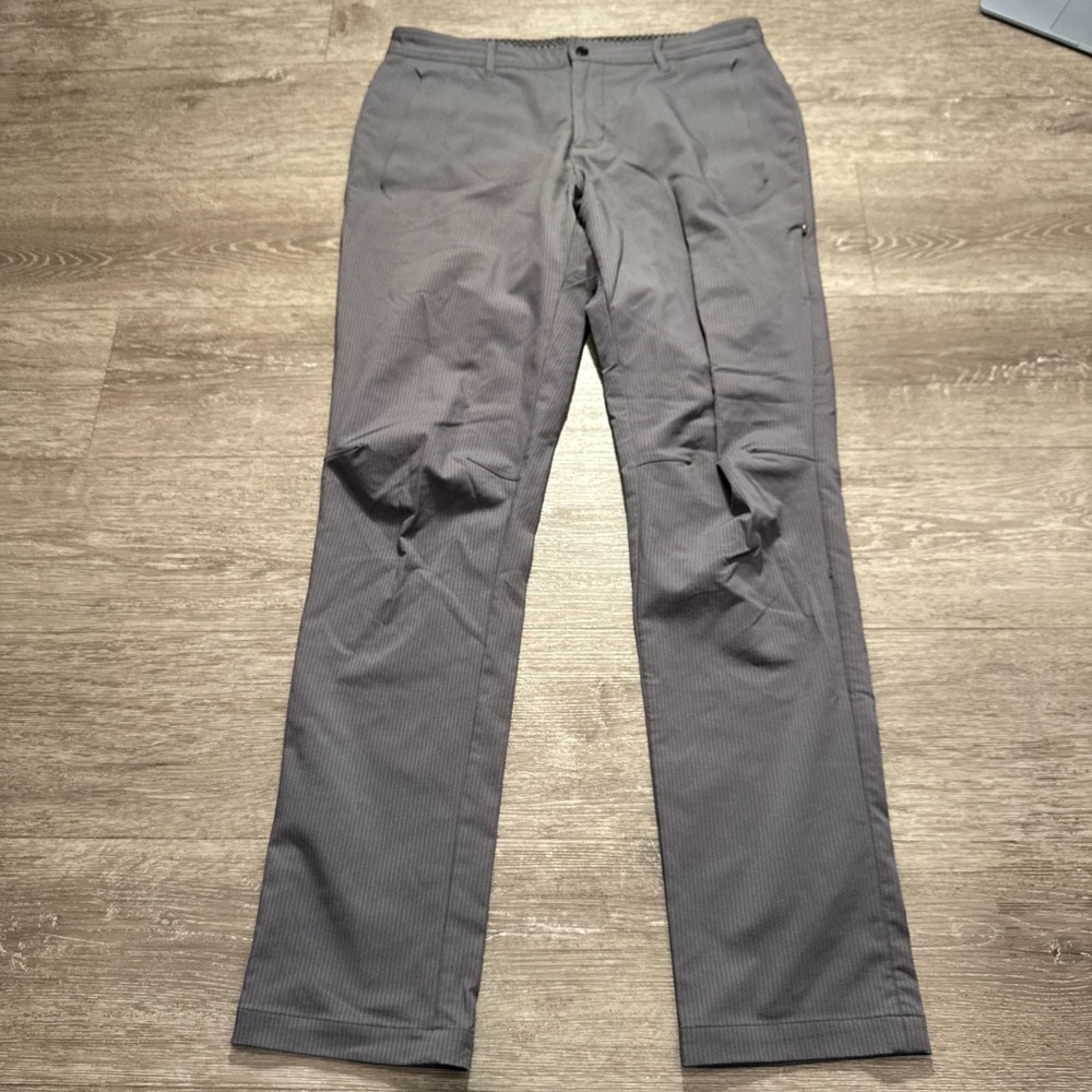 Lululemon Pants Mens 35 Gray Commute Striped Golf Stretch Athletic ABC 35x34